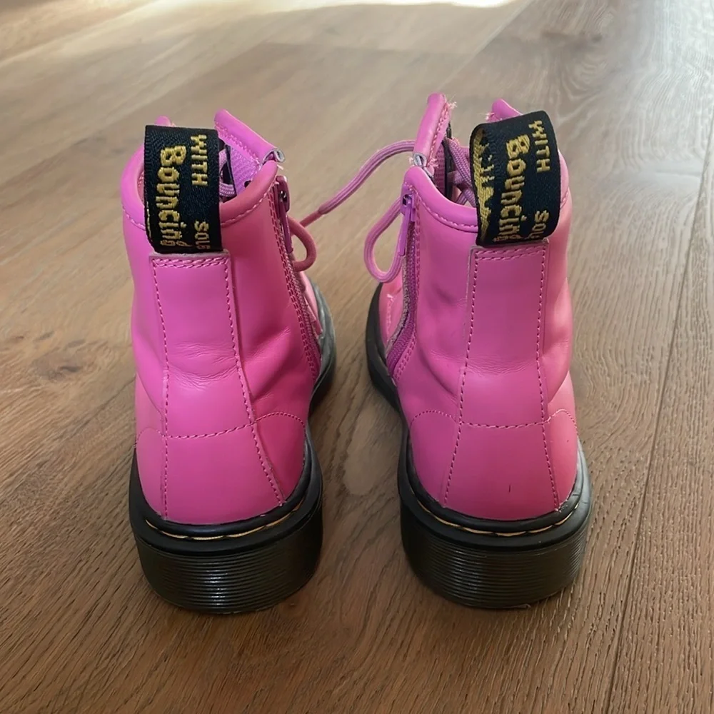 Dr. Martens Kids Leather Lace Up Boots Pink Size 13 US
